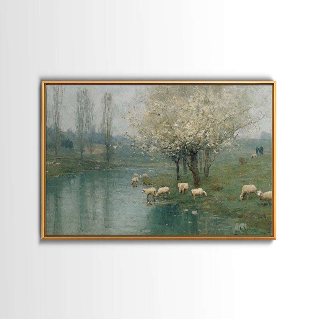Still Waters Grace, Framed Canvas Print, Christian Wall Art, Christian Art Canvas, Vintage Christian Art, Christian Painting, Christian Gif
