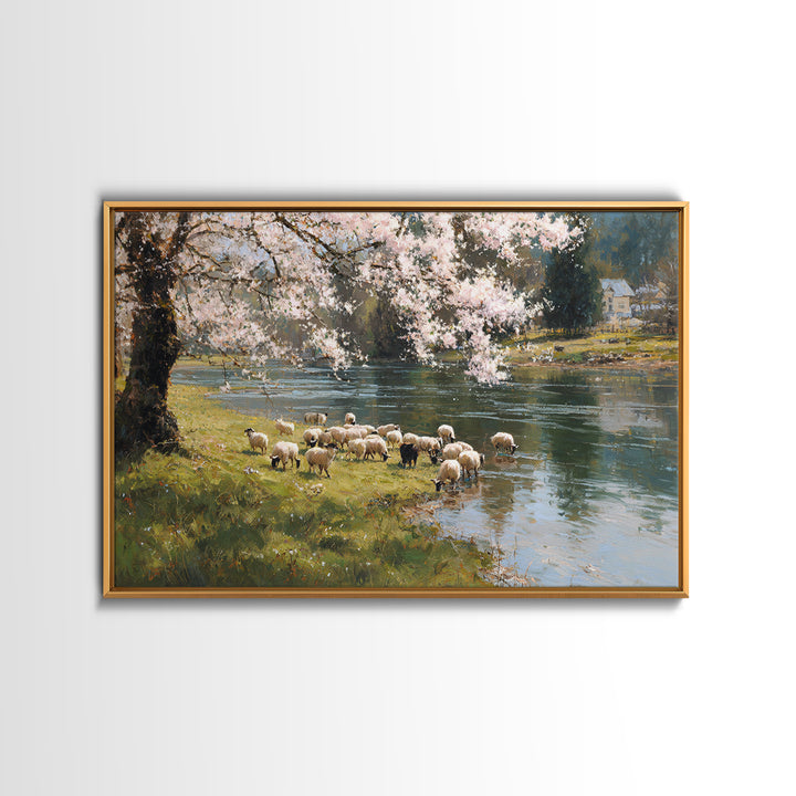 Spring Shepherd Light | Framed Canvas Print | Christian Wall Art | Christian Art Canvas | Pastoral Scenery | Christian Art Work | Christian