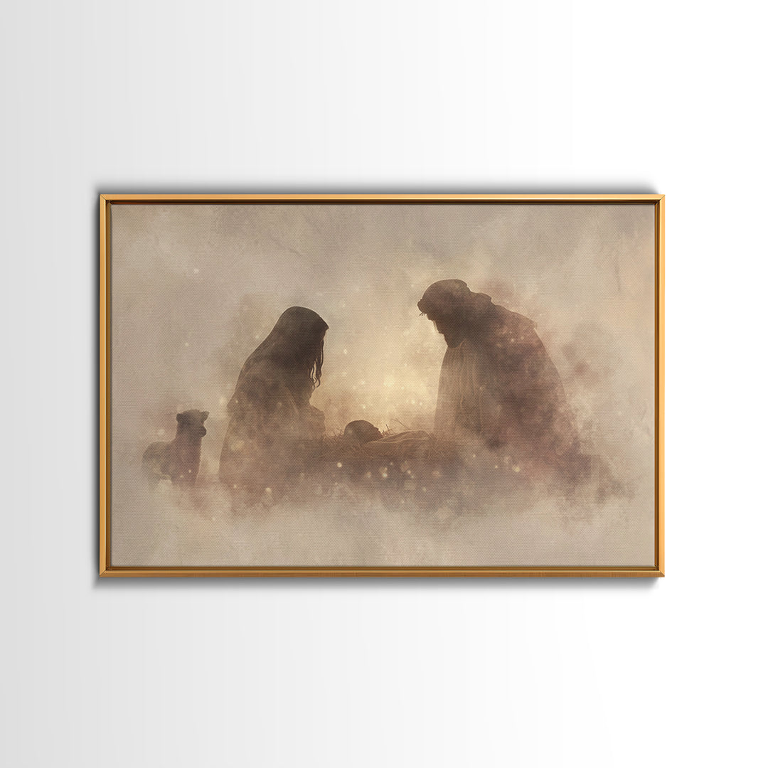 Holy Night Grace – Framed Canvas Print – Christian Wall Art – Jesus Painting – Christian Christmas Art – Christian Art Canvas – Jesus Art