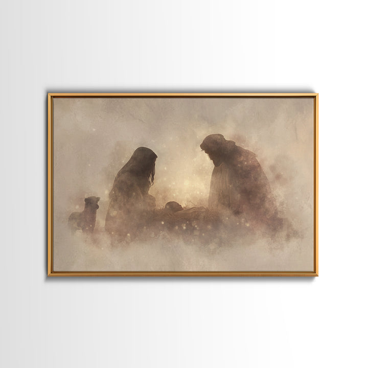 Holy Night Grace – Framed Canvas Print – Christian Wall Art – Jesus Painting – Christian Christmas Art – Christian Art Canvas – Jesus Art