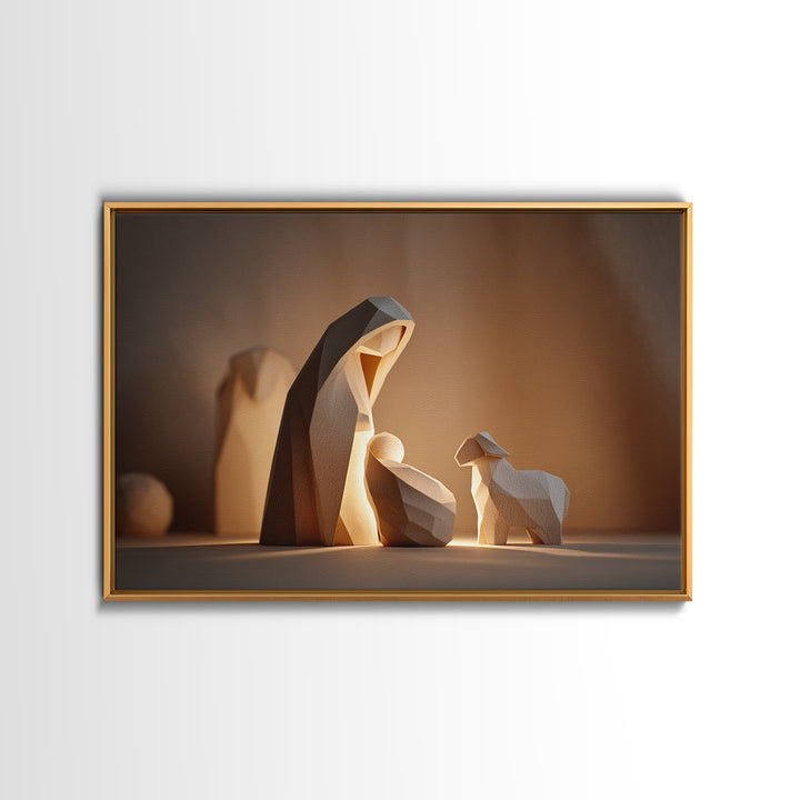 Gentle Nativity Sky | Framed Canvas Print | Christian Wall Art | Christian Christmas Art | Jesus Painting | Christmas Art Prints | Christia