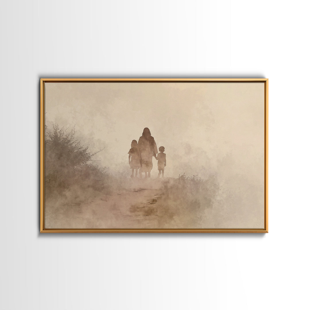 Guiding Steps Home – Framed Canvas Print – Christian Art Canvas – Christian Wall Art – Jesus Painting – Christian Art Prints – Christian Gi