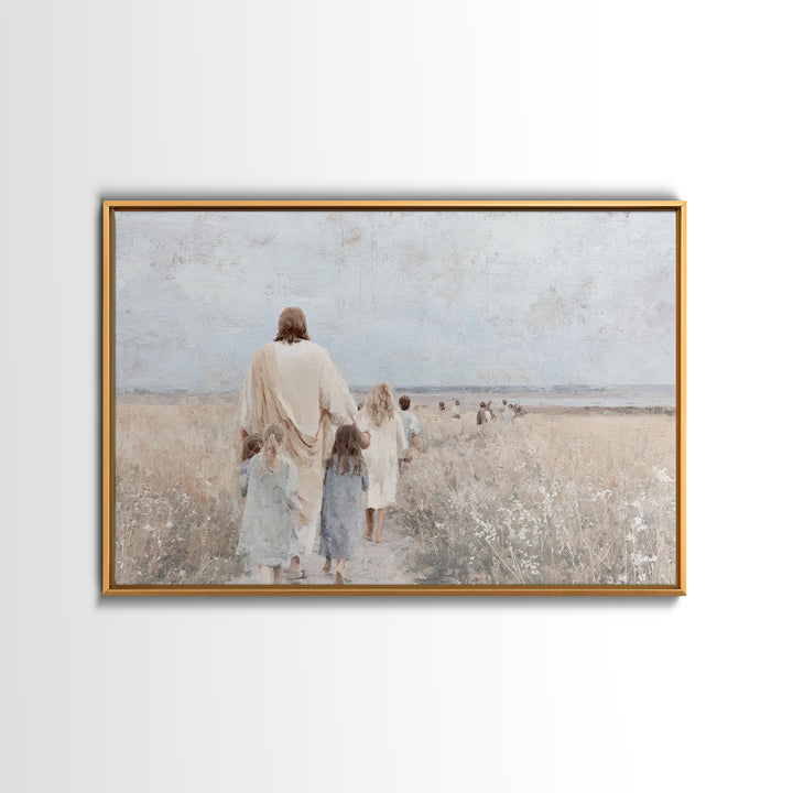 Fields Of Hope – Framed Canvas Print – Christian Art Canvas – Large Jesus Painting – Christian Wall Art – Christian Gift – Vintage Christia
