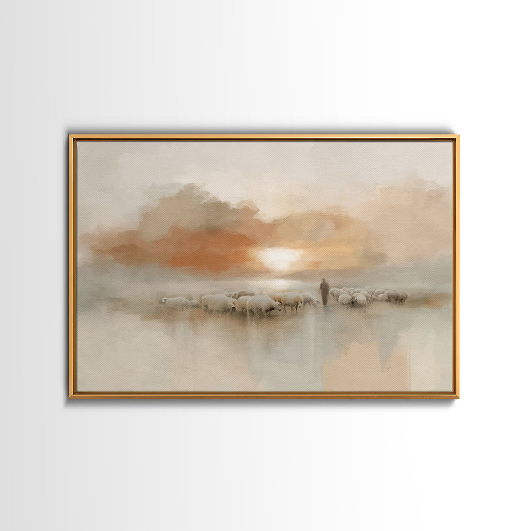 Pastoral Ember – Framed Canvas Print – Christian Wall Art – Christian Art Canvas – Jesus Painting – Subtle Christian Art – Christian Home D