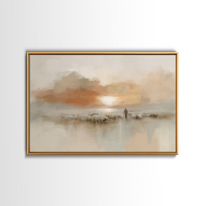 Pastoral Ember – Framed Canvas Print – Christian Wall Art – Christian Art Canvas – Jesus Painting – Subtle Christian Art – Christian Home D