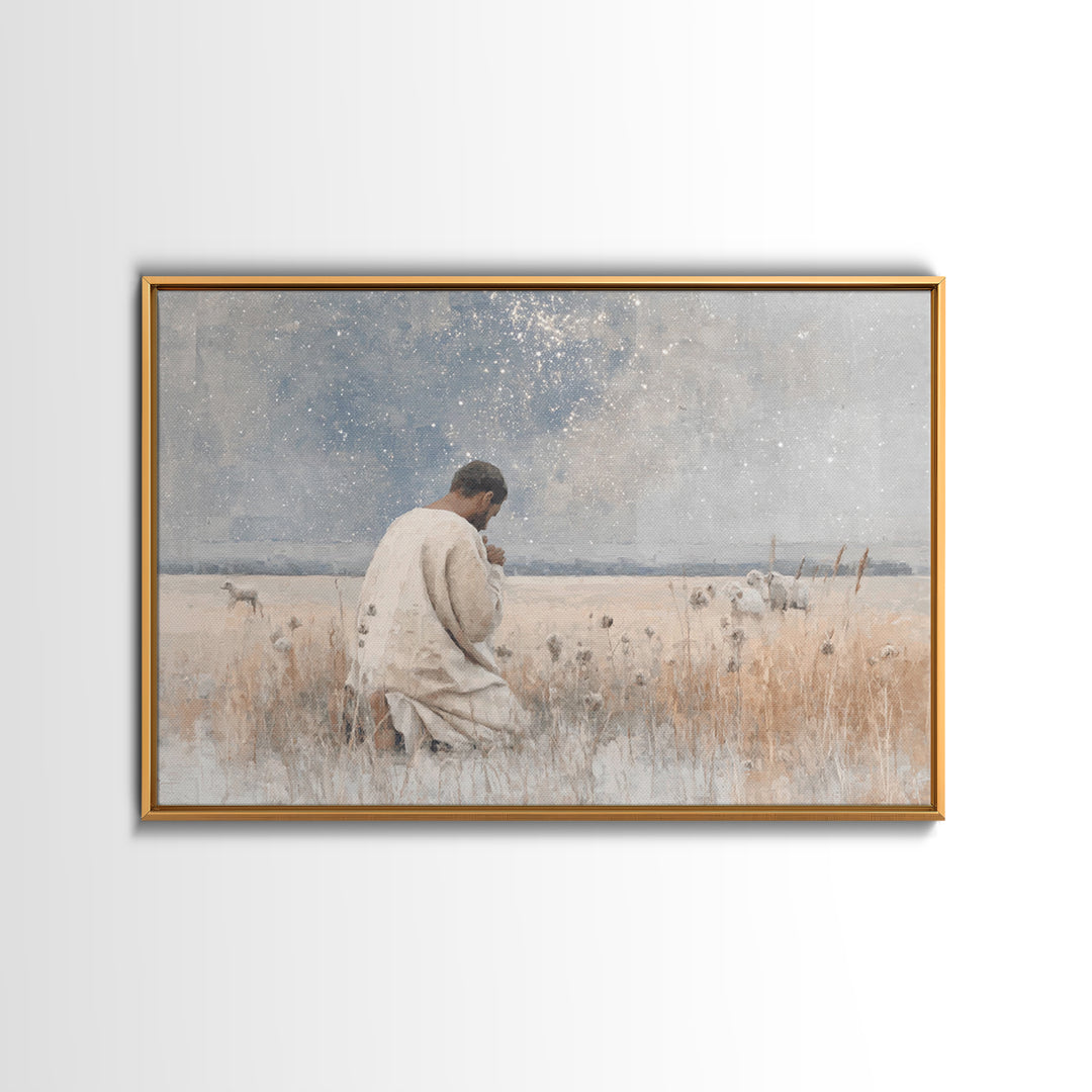 Night Of Prayer – Framed Canvas Print – Christian Wall Art – Jesus Painting – Christian Art Canvas – Vintage Christian Art – Christian Gift