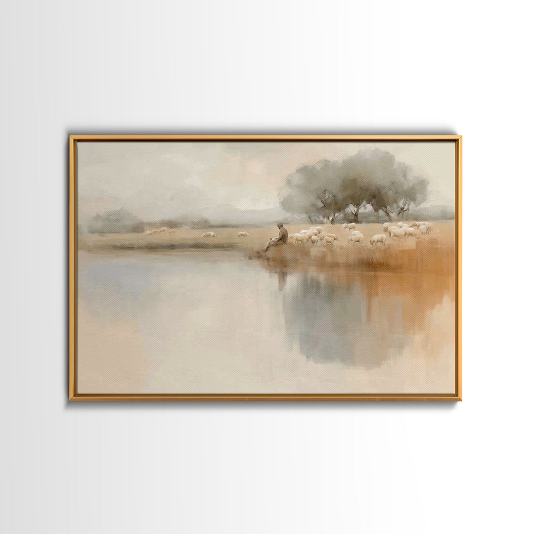 Still Waters Calling, Framed Canvas Print, Christian Wall Art, Christian Art Canvas, Christian Christmas Art, Modern Christian Art, Jesus P