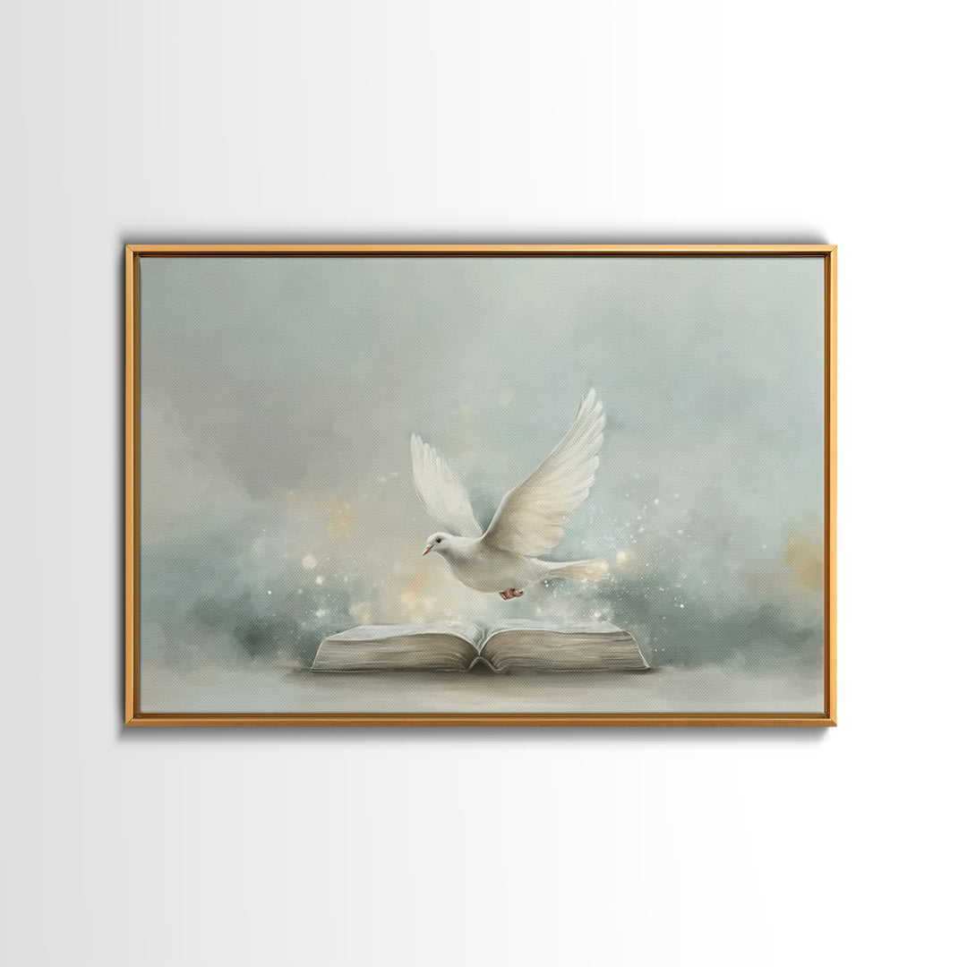 Dove Of Grace, Framed Canvas Print, Christian Art Canvas, Christian Wall Art, Christian Gift Ideas, Modern Christian Art, Christian Paintin