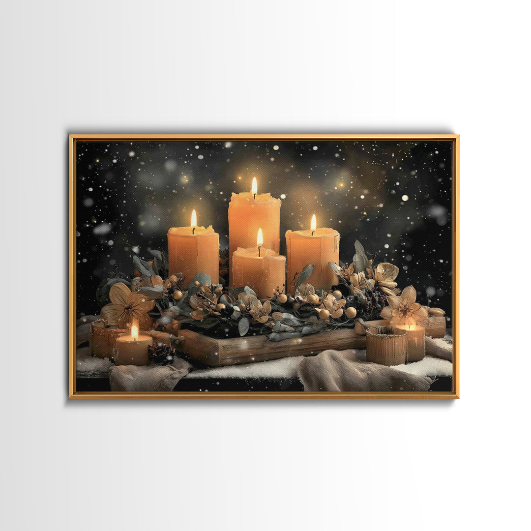 Winter Vigil | Framed Canvas Print | Christmas Wall Art | Christian Art Print | Moody Christmas Art | Christian Christmas Decor | Christian