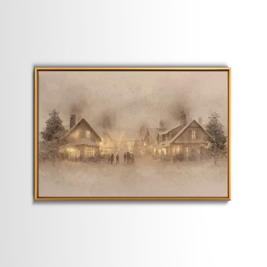 Village Noel Peace | Framed Canvas Print | Christmas Wall Art | Framed Christmas Art | Christian Christmas Art | Christmas Art Prints | Chr