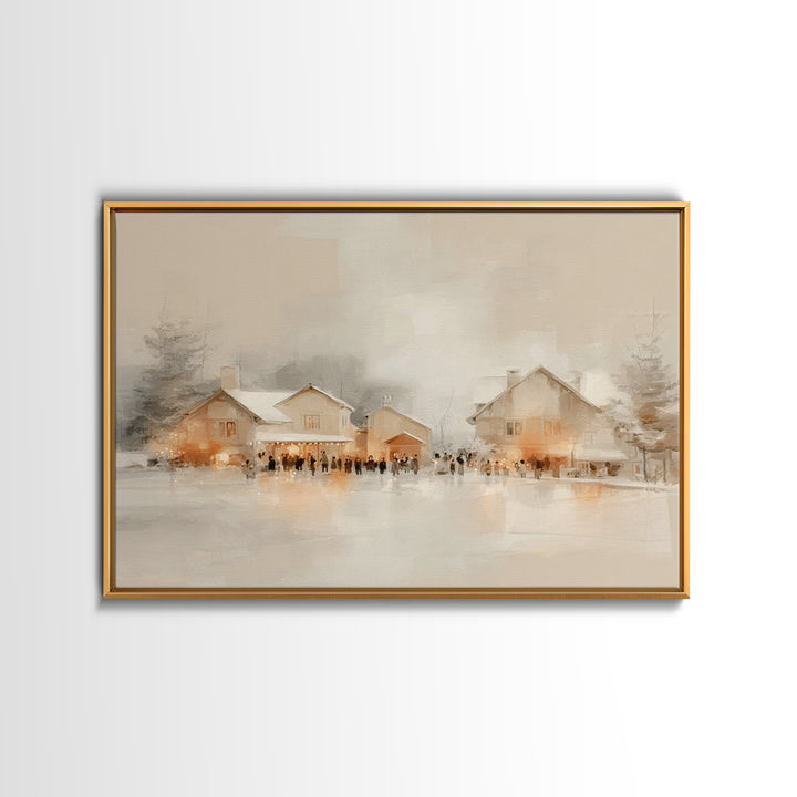 Festive Hearth Lane, Framed Canvas Print, Christmas Wall Art, Framed Christmas Art, Christian Christmas Art, Christmas Art Prints, Christia