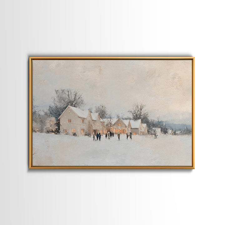 Snowy Village Cheer – Framed Canvas Print – Christian Christmas Art – Christmas Wall Art – Christmas Art Prints – Framed Christmas Art – Ch