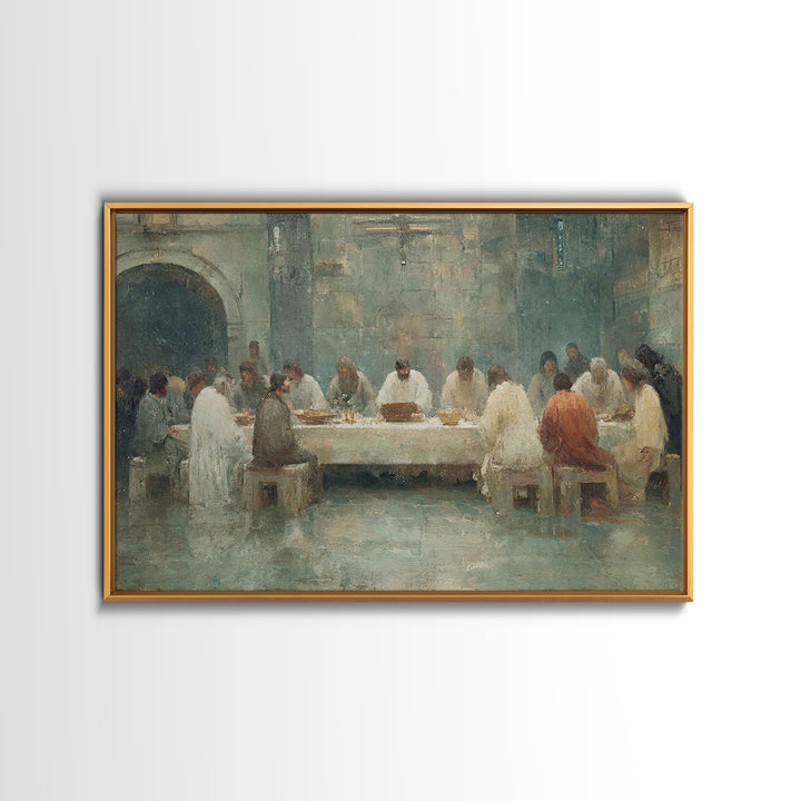 Starlit Holy Banquet | Framed Canvas Print | Christian Wall Art | Christian Art Canvas | Jesus Painting | Modern Christian Art | Christmas