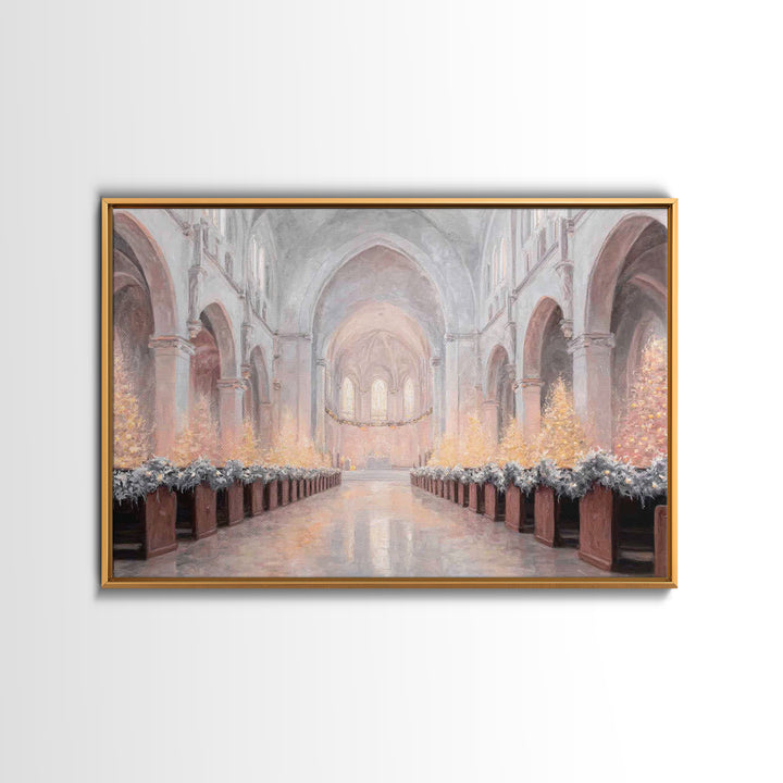 Candlelit Chapel | Framed Canvas Print | Christian Christmas Art | Framed Christian Art | Christmas Wall Art | Subtle Christian Paintings |