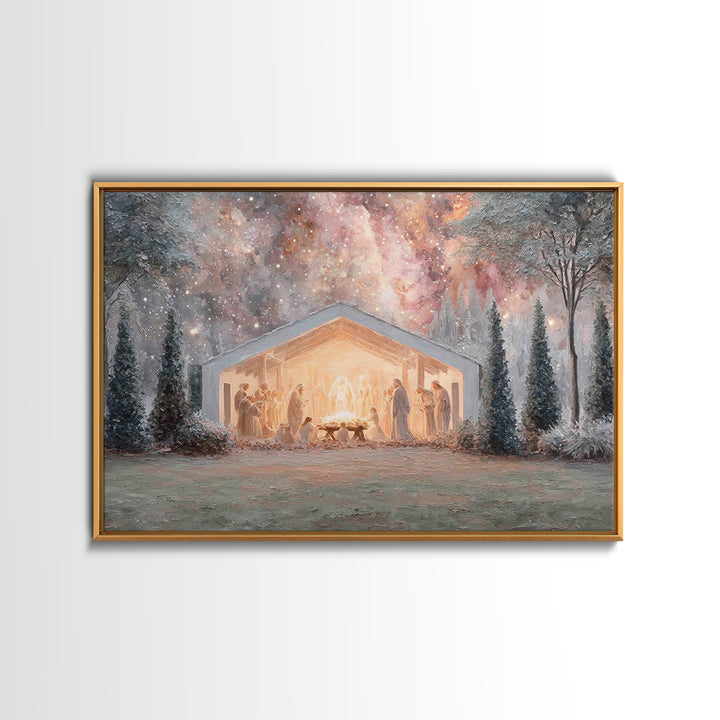 Glory In The Stable – Framed Canvas Print – Christmas Art – Christian Wall Art – Jesus Christmas Art – Christian Art Canvas – Christian Chr