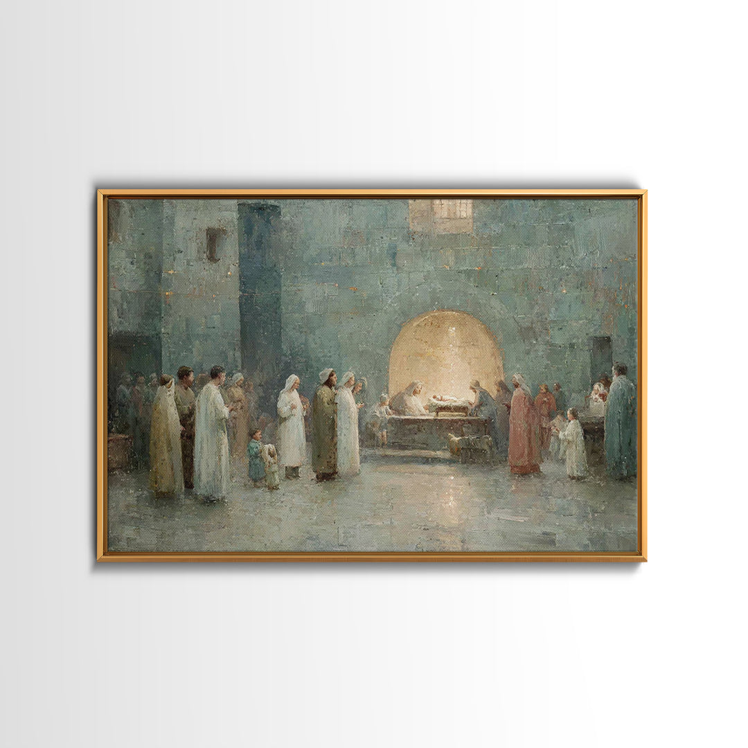 Bethlehem Gathering, Framed Canvas Print, Christian Wall Art, Christian Christmas Art, Christmas Art, Christian Art Canvas, Christian Decor