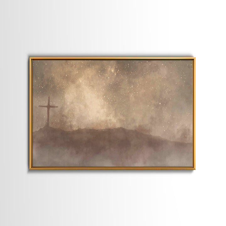 Cross Above The Hills | Framed Canvas Print | Christian Wall Art | Christian Art Canvas | Christian Art | Christian Gift Ideas | Christian
