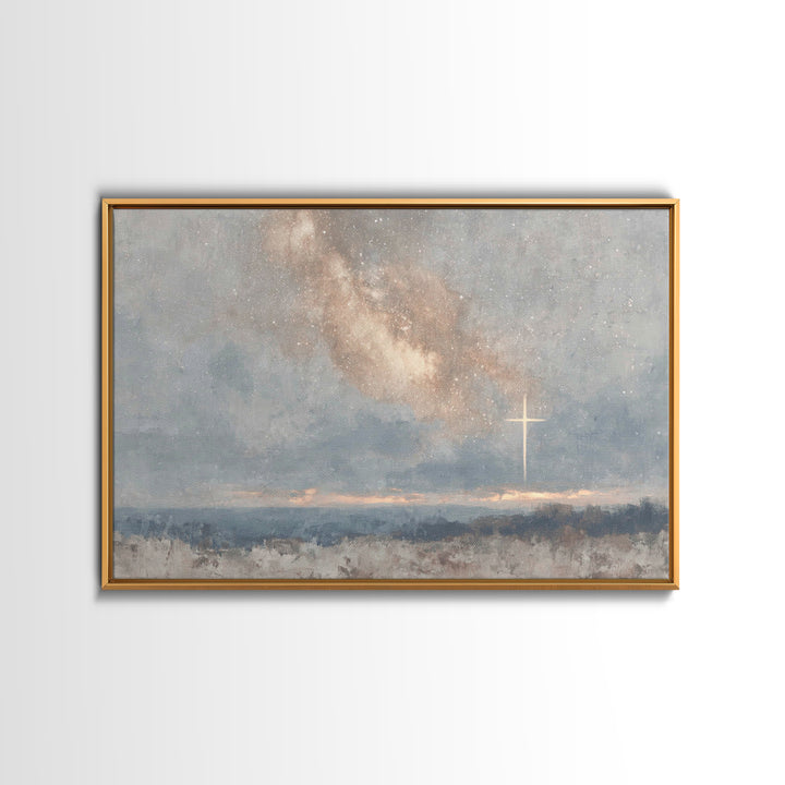 Celestial Cross Light – Framed Canvas Print – Christian Wall Art – Christian Art Canvas – Christian Art – Christian Painting – Christian Gi