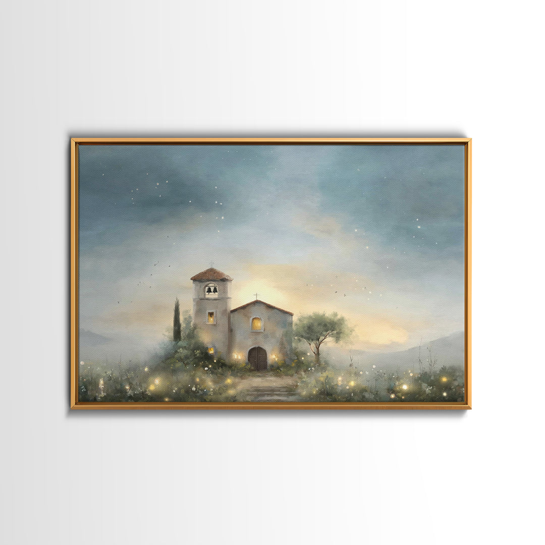 Pastoral Church Light – Framed Canvas Print – Christian Wall Art – Christian Art Canvas – Subtle Christian Art – Christian Decor – Christia