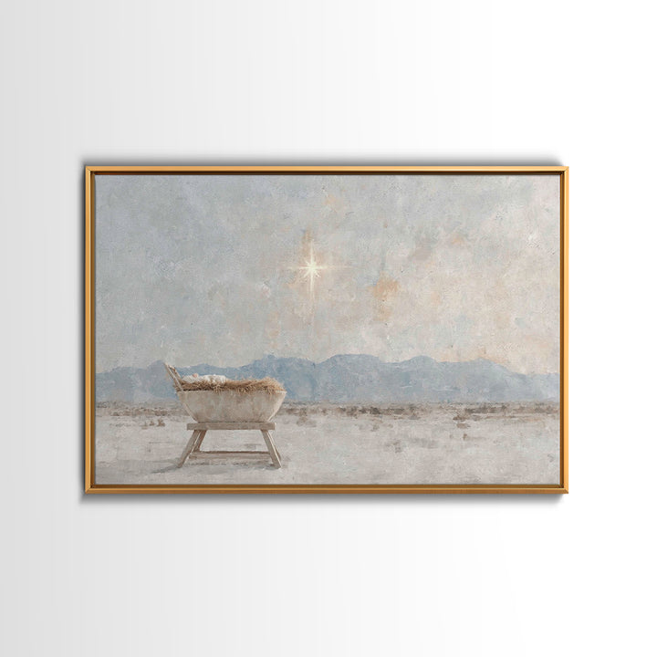 Star Of The Manger – Framed Canvas Print – Christian Wall Art – Christian Art Canvas – Christmas Art – Jesus Christmas Art – Christian Chri