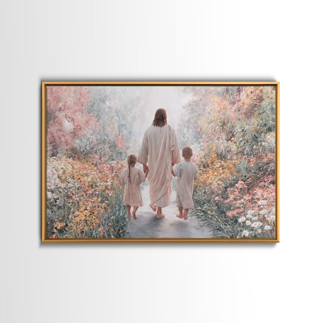 Garden Path Savior – Framed Canvas Print – Christian Wall Art – Christian Art Canvas – Christian Paintings – Christian Art – Christian Gift