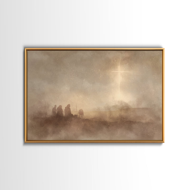 Silent Night Watch | Framed Canvas Print | Moody Christmas Art | Christian Christmas Art | Christmas Canvas Wall Art | Christian Art Canvas