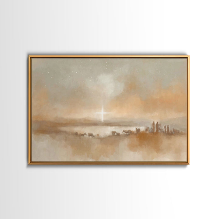 Humble Shepherd Dawn, Framed Canvas Print, Christian Christmas Art, Christmas Wall Art, Framed Christmas Art, Christian Art Print, Christma
