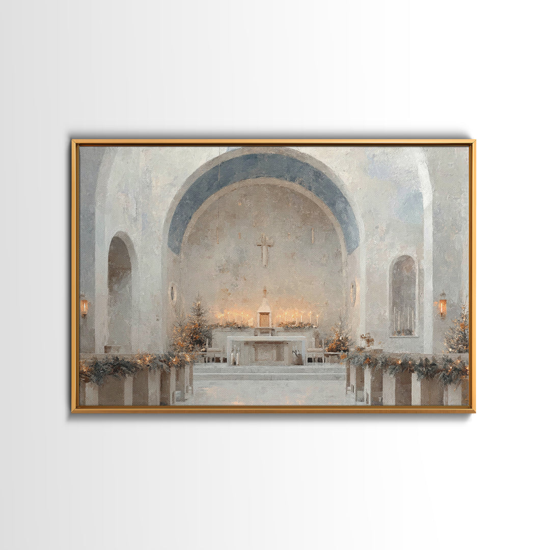 Evergreen Sanctuary | Framed Canvas Print | Christian Wall Art | Christmas Art Prints | Christian Art Canvas | Modern Christmas Art | Chris