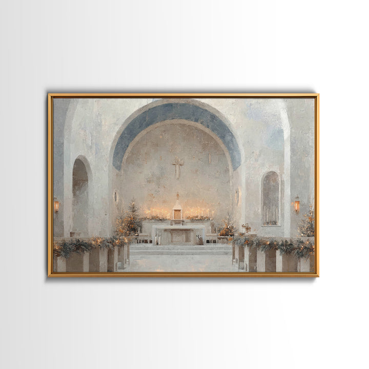 Evergreen Sanctuary | Framed Canvas Print | Christian Wall Art | Christmas Art Prints | Christian Art Canvas | Modern Christmas Art | Chris