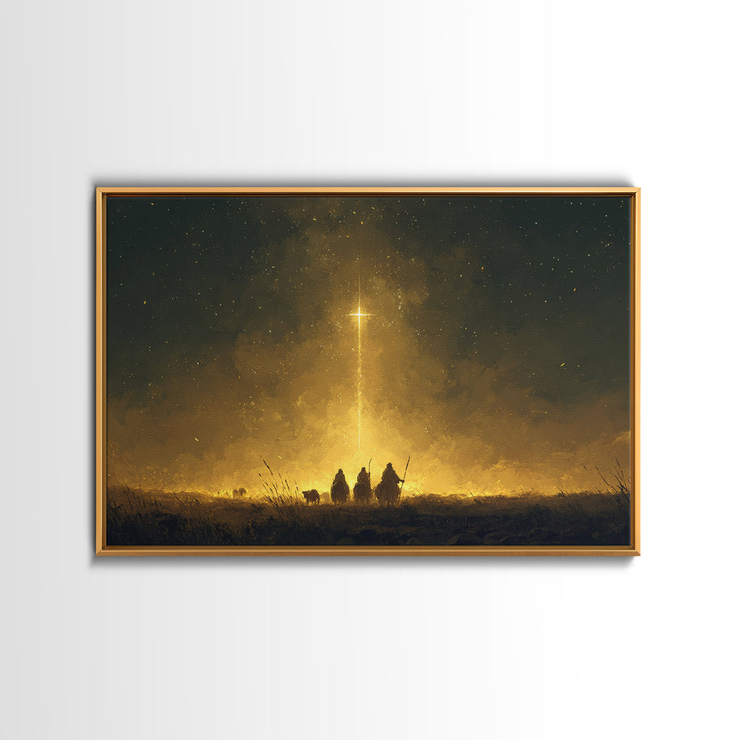 Guiding Star Path – Framed Canvas Print – Christmas Art Prints – Christian Art Canvas – Christian Christmas Decor – Modern Christmas Art –