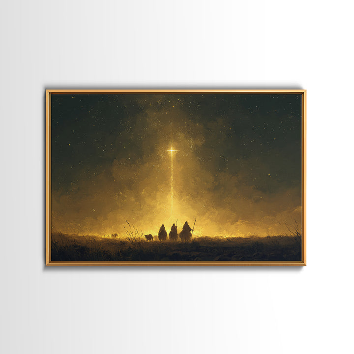 Guiding Star Path – Framed Canvas Print – Christmas Art Prints – Christian Art Canvas – Christian Christmas Decor – Modern Christmas Art –