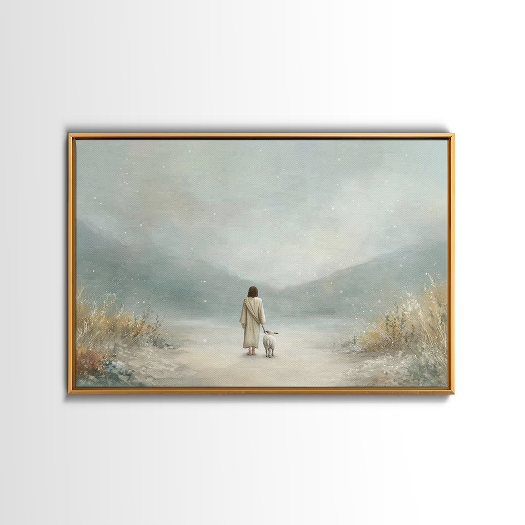 Still Waters Faith – Framed Canvas Print – Christian Art Canvas – Minimalist Christian Art – Jesus Painting – Christian Decor – Christian G