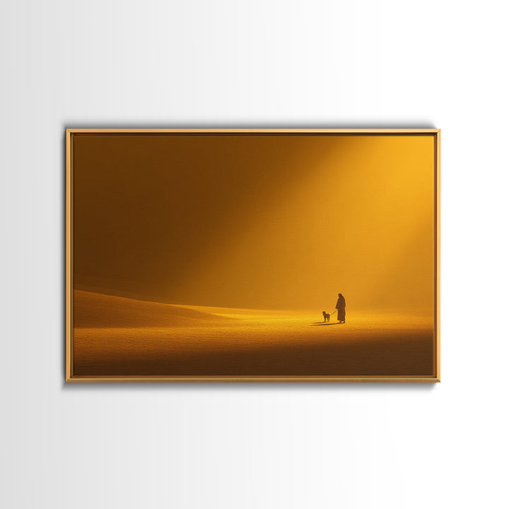 Desert Hope Glow, Framed Canvas Print, Minimalist Christian Art, Christian Art Canvas, Jesus Painting, Christian Decorations, Christian Art