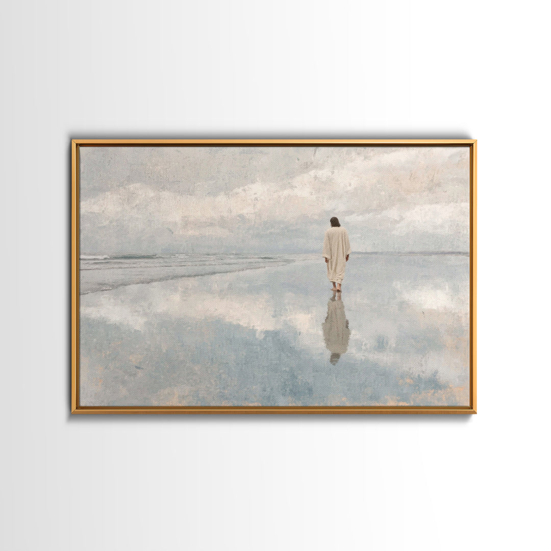 Still Waters Peace, Framed Canvas Print, Christian Wall Art, Modern Christian Art, Jesus Painting, Christian Art Canvas, Christian Decor