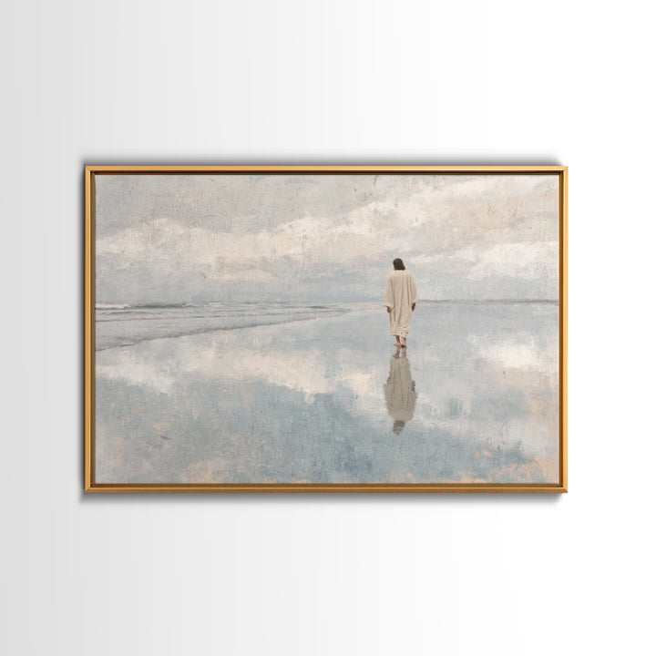 Still Waters Peace, Framed Canvas Print, Christian Wall Art, Modern Christian Art, Jesus Painting, Christian Art Canvas, Christian Decor