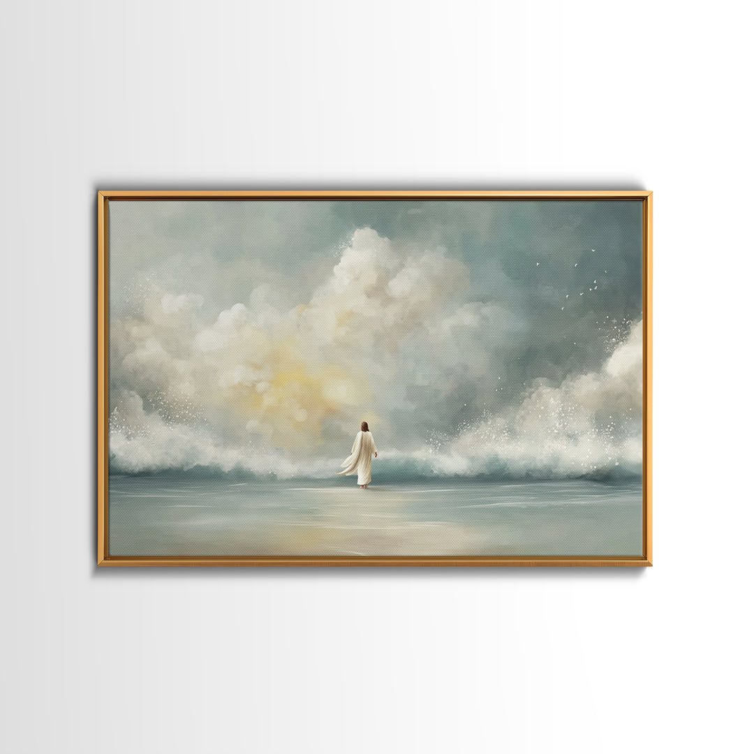 Stormless Promise, Framed Canvas Print, Christian Wall Art, Christian Art Canvas, Christian Decor, Jesus Painting, Modern Christian Paintin