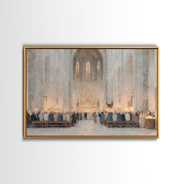 Holy Gathering – Framed Canvas Print – Christian Art Prints – Christian Wall Art – Subtle Christian Paintings – Christian Christmas Art – F
