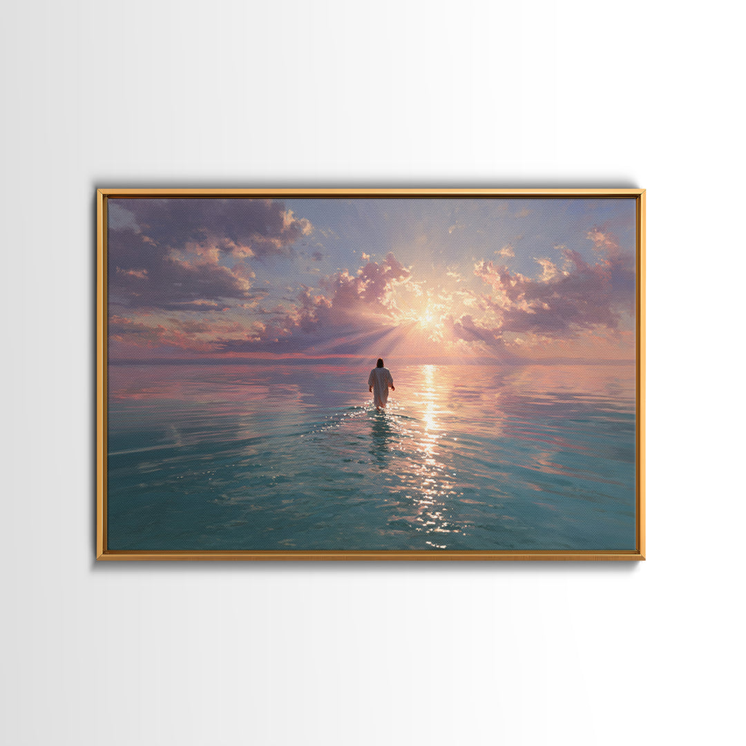 Radiant Sea Hope - Framed Canvas Print - Jesus Painting - Christian Wall Art - Christian Art Canvas - Christian Gift Ideas - Modern Christi
