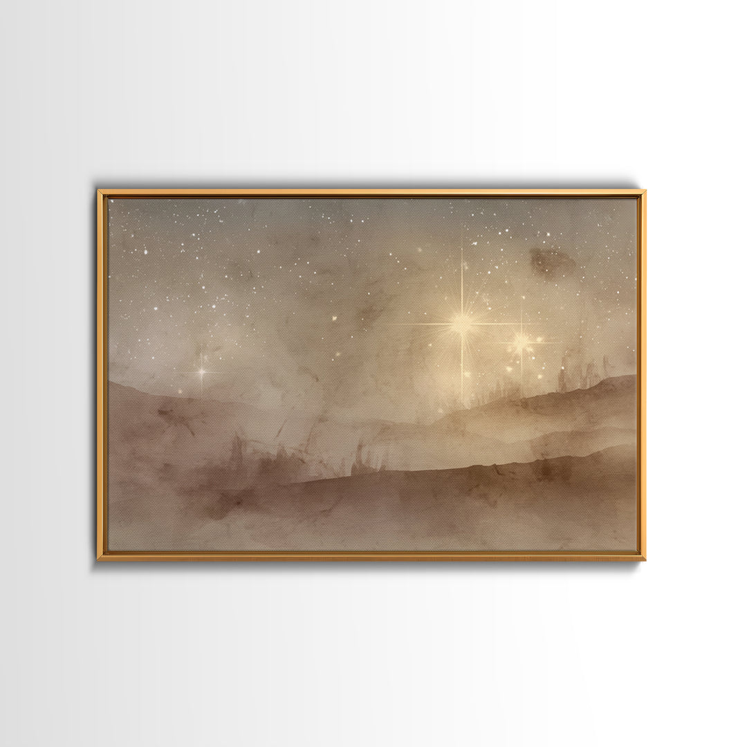 Desert Nativity Sky | Framed Canvas Print | Christmas Art | Christian Art Work | Christian Wall Art | Christian Christmas Decorations | Chr