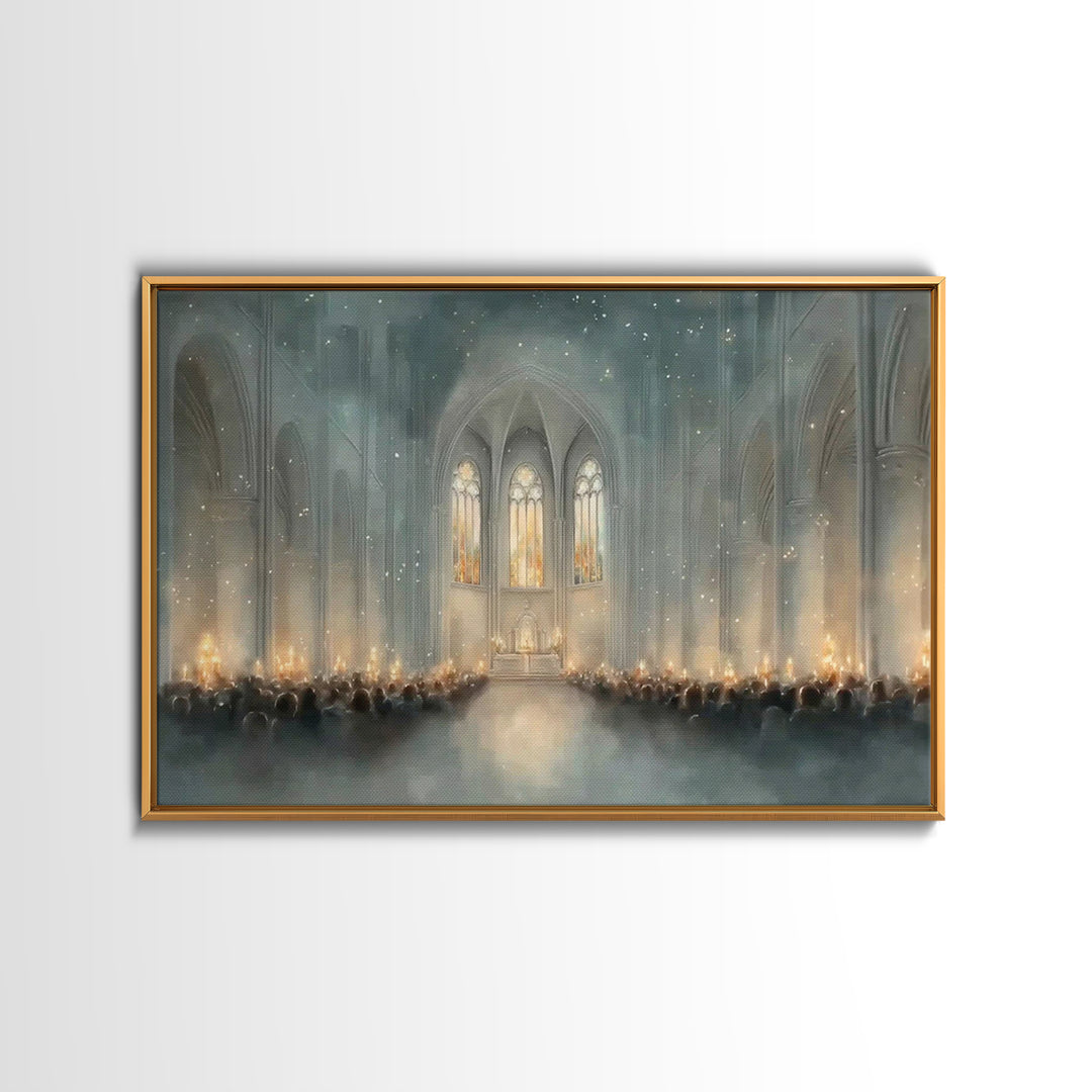 Cathedral Reflections – Framed Canvas Print – Christian Christmas Art – Christian Art Work – Christmas Canvas Wall Art – Modern Christian A