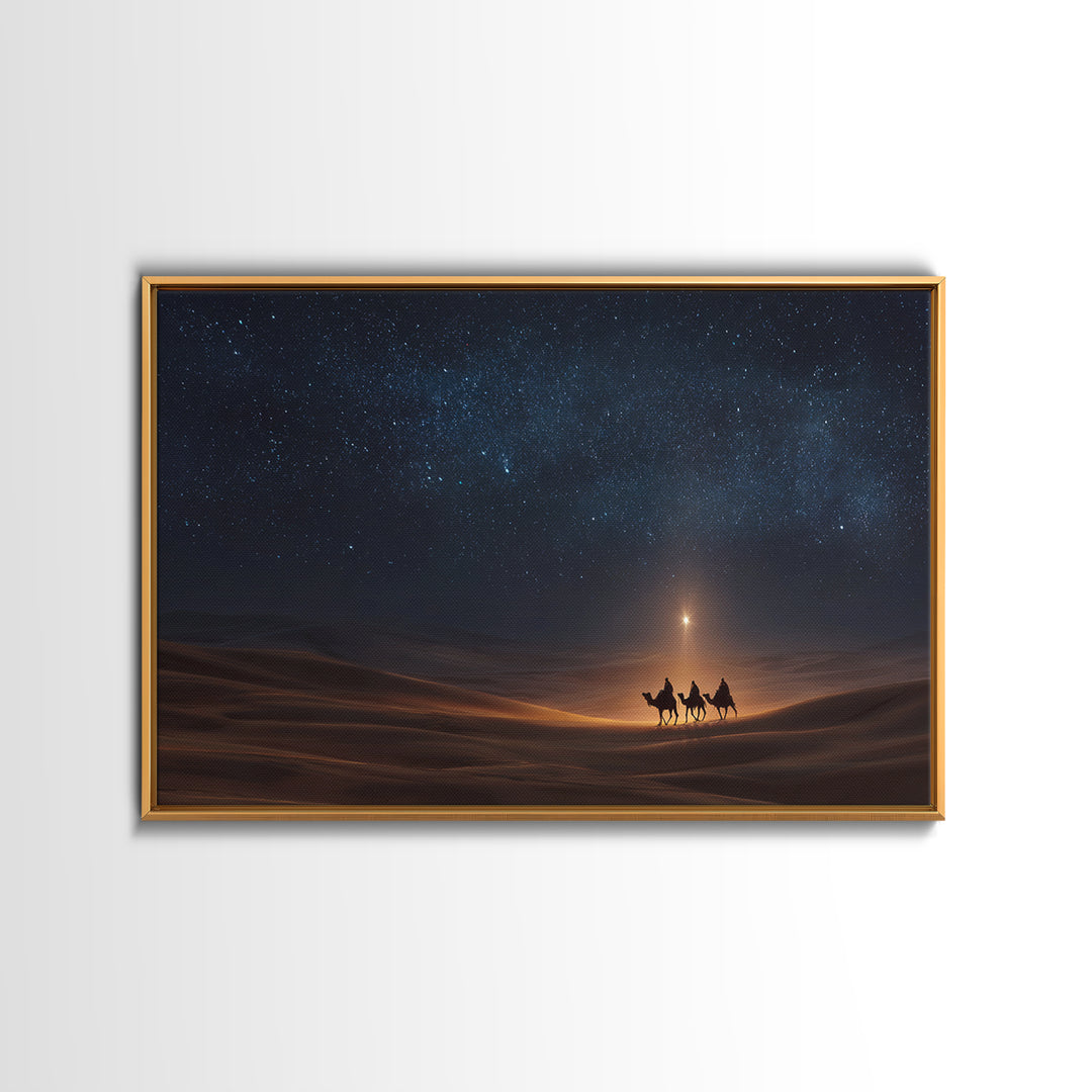 Desert Night Wonder | Framed Canvas Print | Christian Christmas Art | Christian Wall Art | Christian Art Print | Christmas Canvas Wall Art