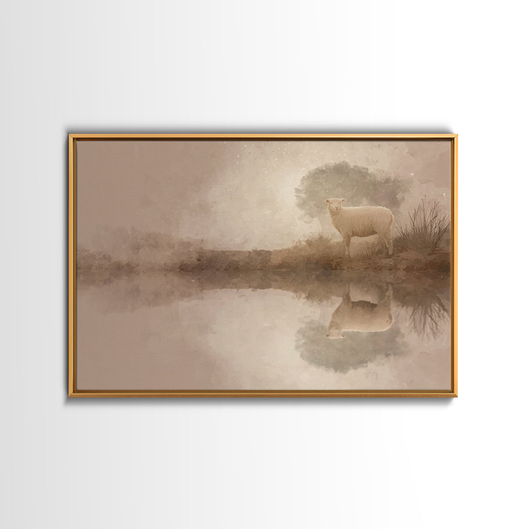 Lamb Of Peace, Framed Canvas Print, Christian Art Print, Christian Wall Art, Christian Decor For Home, Christian Gift, Subtle Christian Art