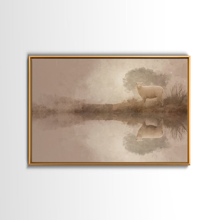 Lamb Of Peace, Framed Canvas Print, Christian Art Print, Christian Wall Art, Christian Decor For Home, Christian Gift, Subtle Christian Art