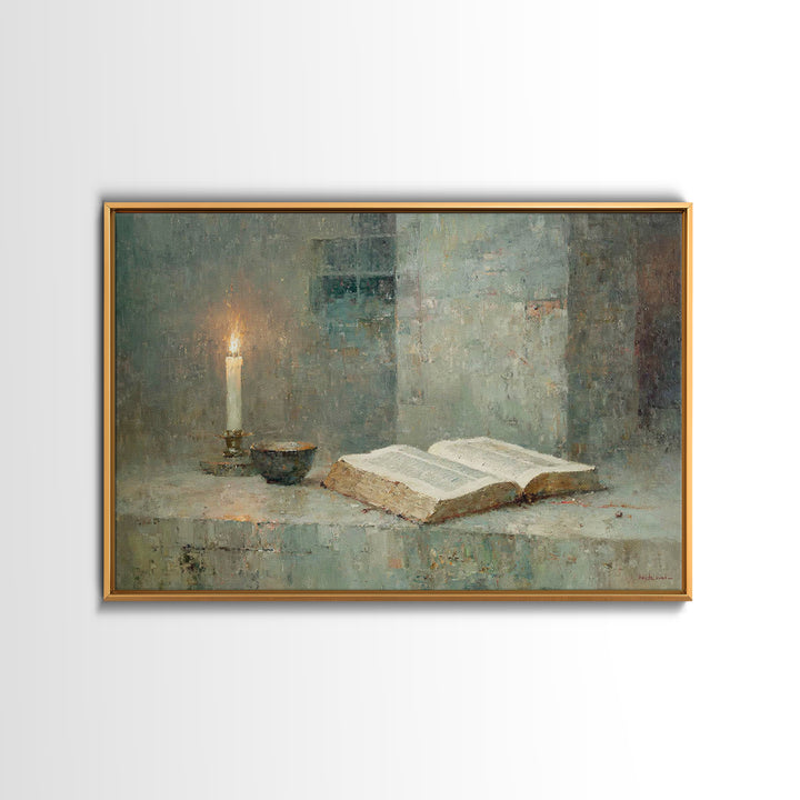 Quiet Scripture Light | Framed Canvas Print | Christian Art Canvas | Christian Painting | Christian Wall Art | Christmas Art | Christian De