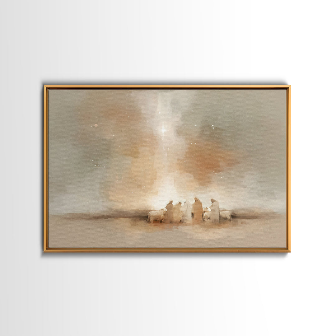 Shepherds Of Wonder | Framed Canvas Print | Christmas Art | Christian Wall Art | Christian Painting | Christian Art Canvas | Christian Deco