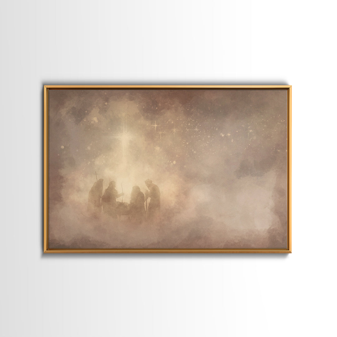 Nativity Dawn – Framed Canvas Print – Christian Wall Art – Christian Art Canvas – Christmas Art – Jesus Painting – Christian Christmas Art