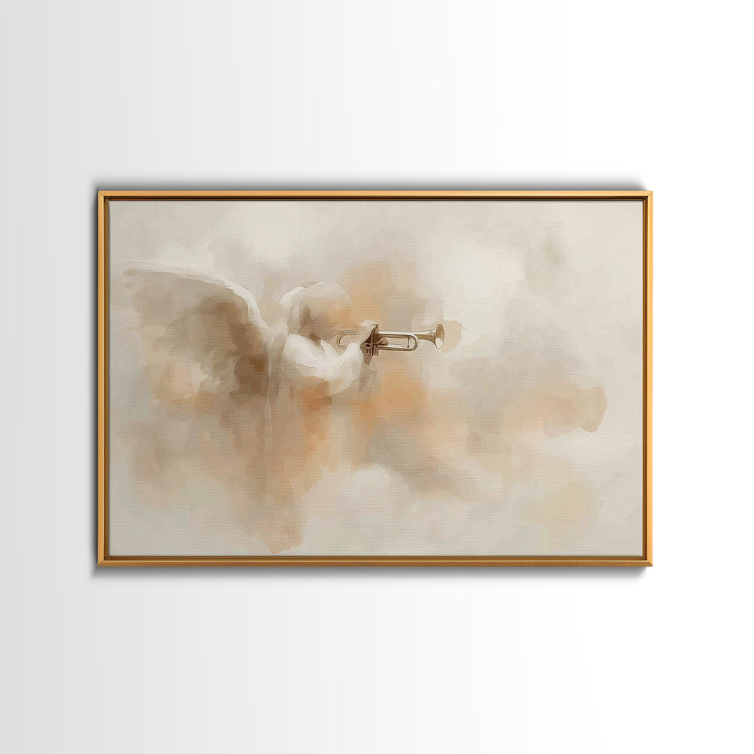 Trumpet Herald – Framed Canvas Print – Christian Art Canvas – Christian Wall Art – Christian Christmas Art – Christmas Art – Christian Art