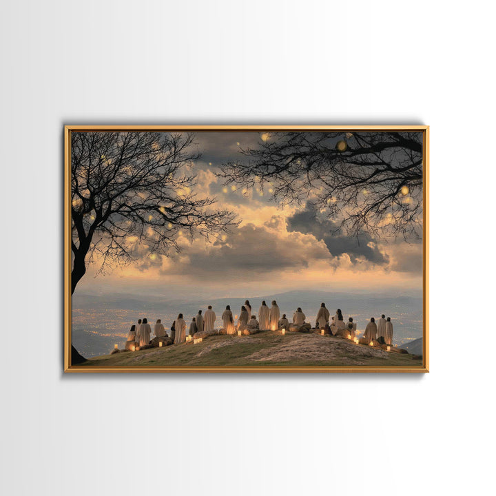 Gathered at Dawn – Framed Canvas Print – Christian Christmas Art – Christian Wall Art – Christian Art Canvas – Christmas Art – Christian Pa
