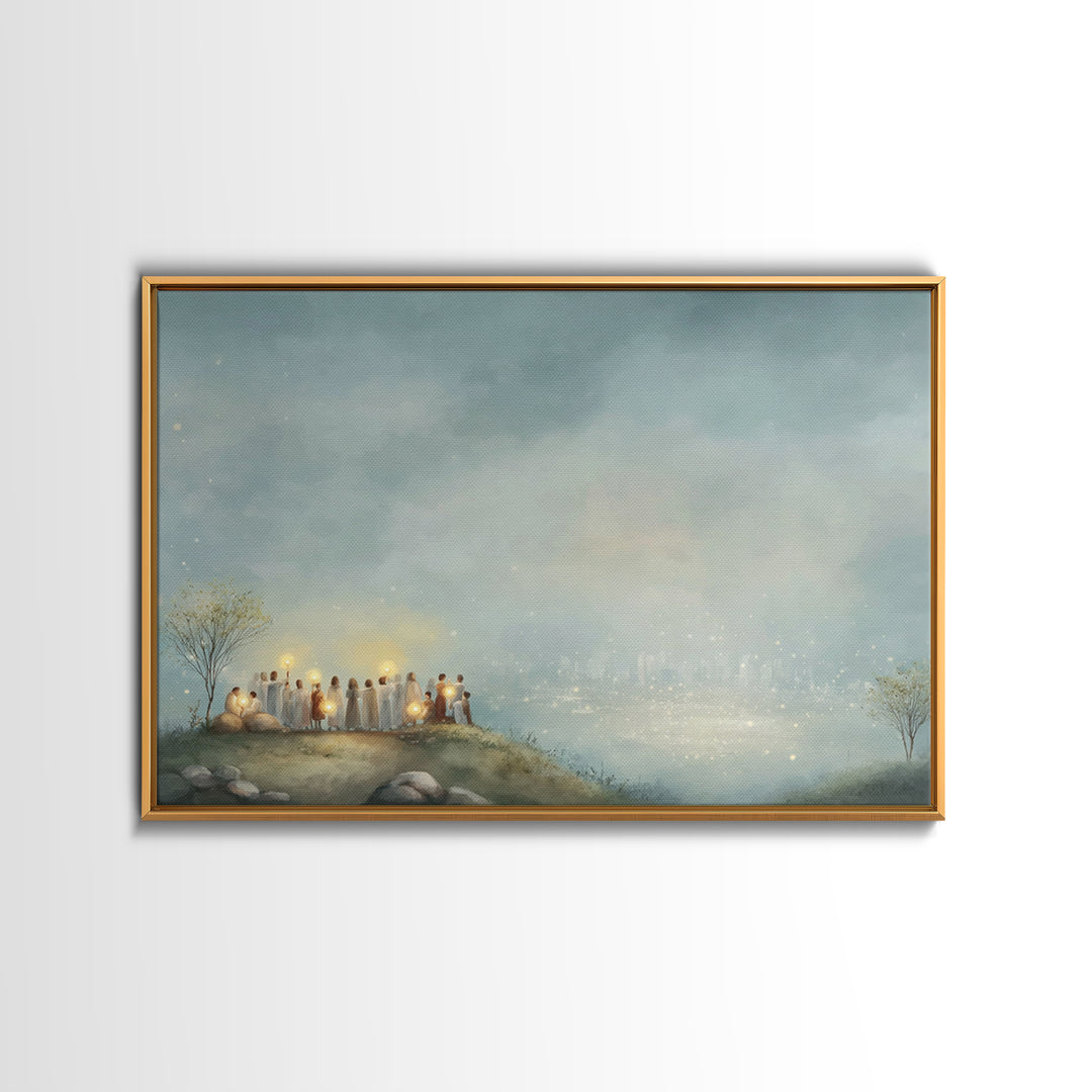 City of Light – Framed Canvas Print – Christian Art Canvas – Christian Wall Art – Christian Painting – Christian Christmas Art – Christmas