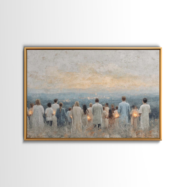 Dawn Assembly – Framed Canvas Print – Christian Wall Art – Christian Art Canvas – Christian Christmas Art – Christmas Art – Christian Paint